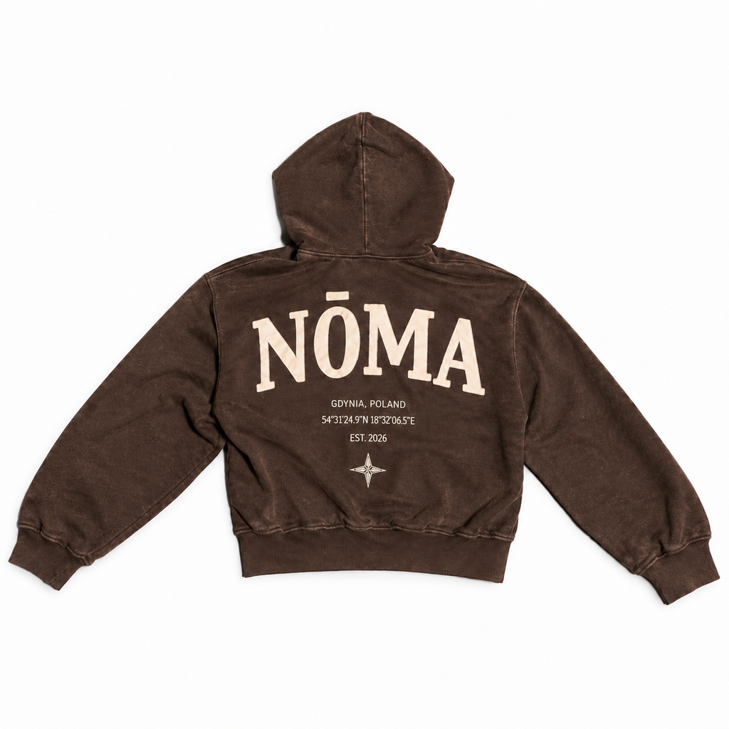 Nōma Studio hoodie brązowy — tył, kwadratowe zdjęcie na białym tle