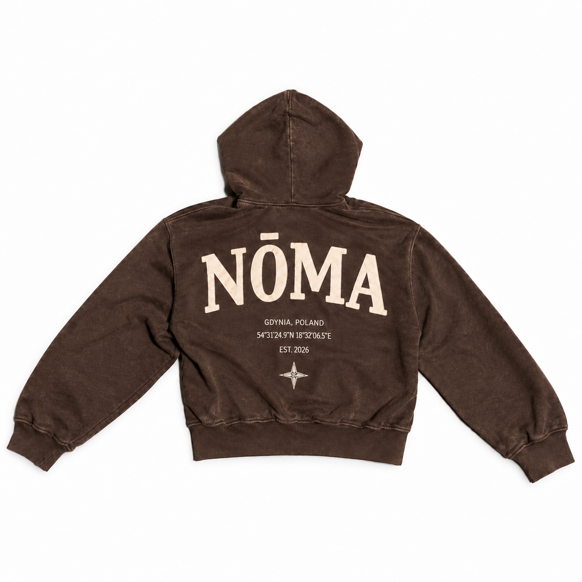 Nōma Studio hoodie brązowy — tył, kwadratowe zdjęcie na białym tle
