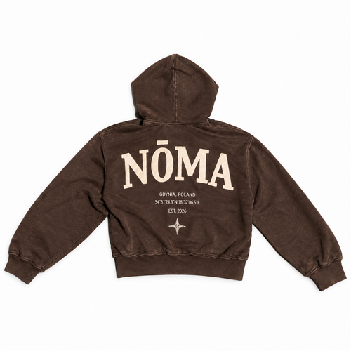 Nōma Studio hoodie brązowy — tył, kwadratowe zdjęcie na białym tle